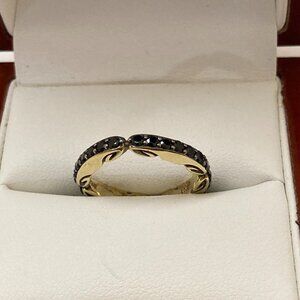 Women Realm Stack Ring Size 6 Black CZ Gold Vermeil